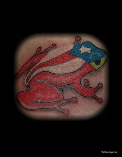 Cool Puerto Rico Flag Frog Tattoo Design