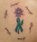 Blaze Schwaller Tattoos Purple Flower And Cancer Ribbon Tattoo