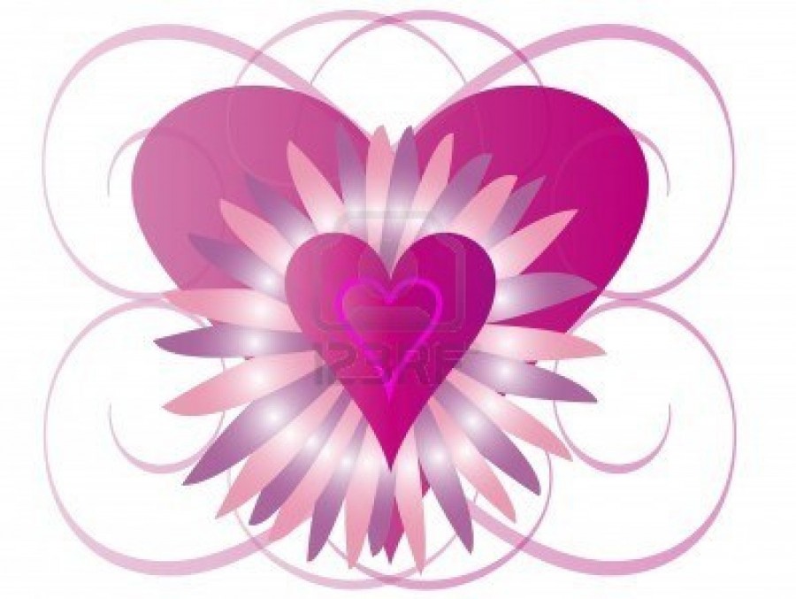 Blossom Heart Pink And Purple Ribbons Sample Tattoo