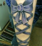 Purple Ribbon Tattoo Picture For Girl
