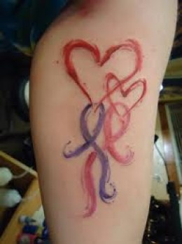 Purple Red Ribbon Tattoo And Meanings Cancer