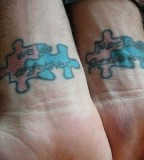 A Couple of Meaningful Puzzle Pieces Tattoos on Both Wrists