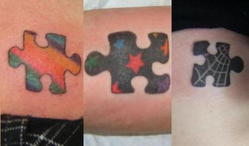 Various Colors and Themes for Puzzle Pieces Tattoo Design