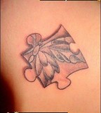 3D Butterfly Inside Puzzle Piece Tattoo Design Theme