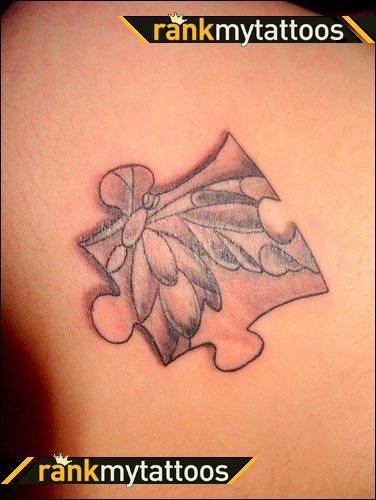3D Butterfly Inside Puzzle Piece Tattoo Design Theme