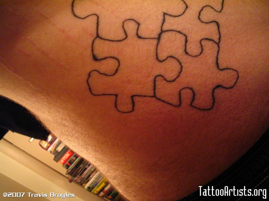 Men Back Puzzle Pieces Tattoo