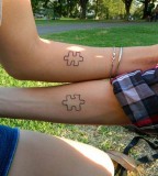 Minimalist Puzzle Piece Tattoos Idea for Couple