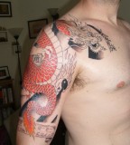 Great Chinese Dragon Quarter Sleeve Tattoo Ideas