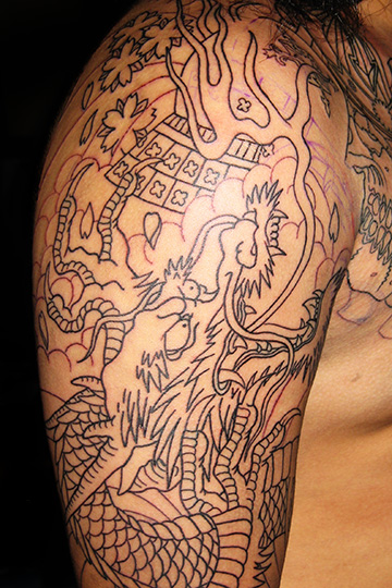 Quarter Sleeve Tattoo Dragon Sketch
