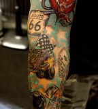 Route 66 Sleeve Tattoo Design Ideas