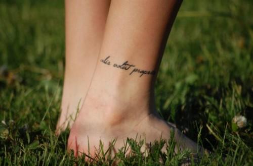 Creative Quotes Tattoo Style On Foot For Girls