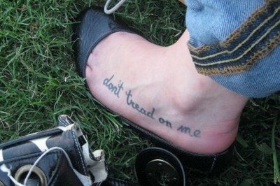 Don’t Tread On Me Words Foot Tattoo