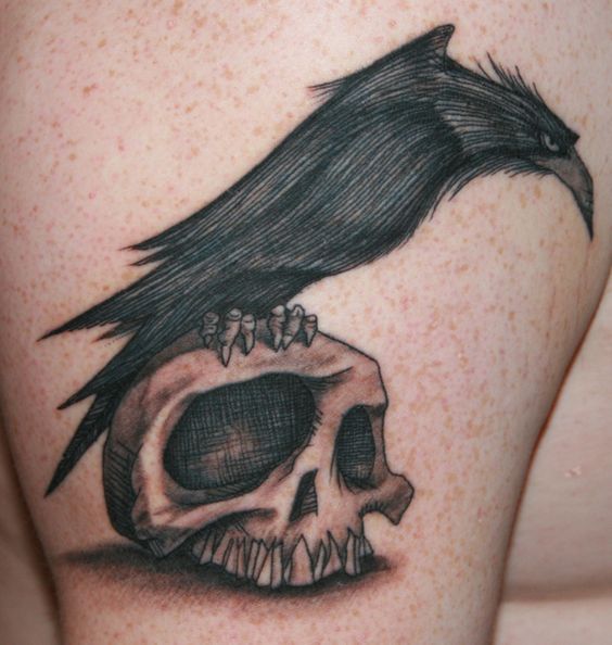 raven-and-skull-halloween-tattoo