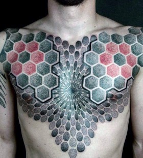 red and black optical illusion tattoos for men