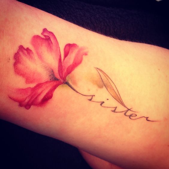 red flower tattoo