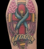 Colourful Cross Rip Mom Tattoo Artists