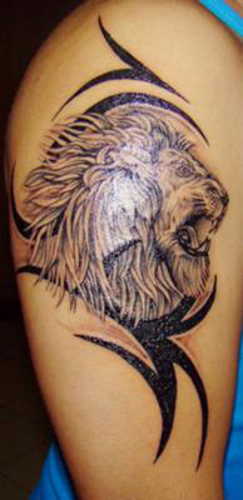 Arm Lion and tribal Tattoo images