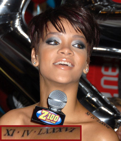 Rihanna Has New Tattoo Roman Numerals