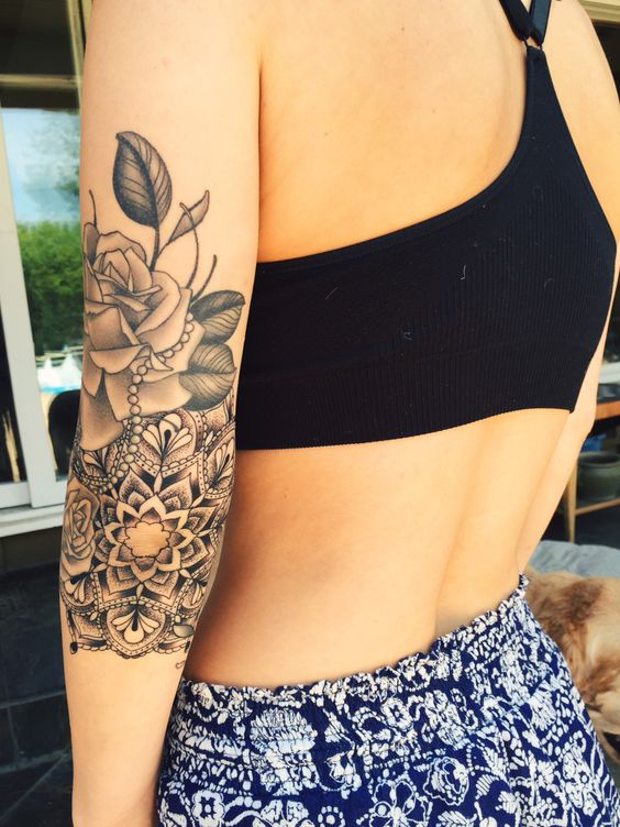 rose and mandala tattoos for women