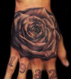 Bold Black Rose Flower Hand-Tattoos Design for Men
