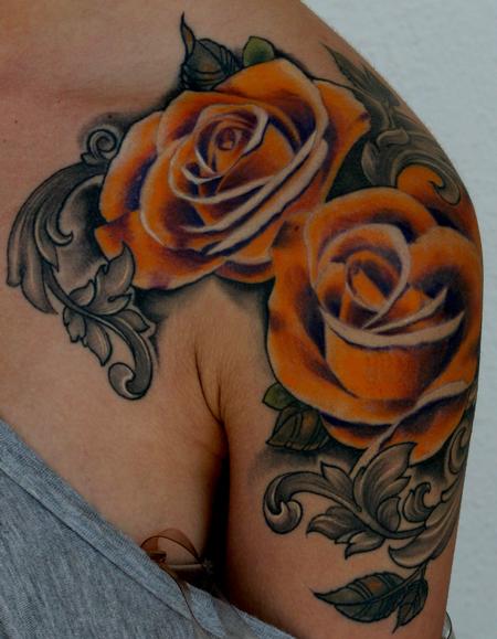 Roses Flowers Shoulder / Upper-arms Tattoo Design – Flower Tattoos