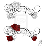 Beautiful Front-Shoulder Rose Tattoo Sketch Design by Nadyanilo (Deviantart)