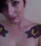 Beautiful Twin Red-Rose Flowers Shoulder Tattoo Design for Girls