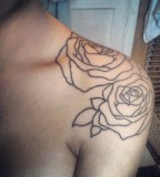 Beautiful Roses Outline Shoulder-Tattoo Design for Women - Flower Tattoos