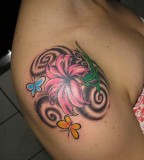 Beautiful Swirly Pink Flowers Tattoo Design for Women -  Flower Tattoos