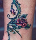 Rose Vine And Bud On Vine Tattoo Design