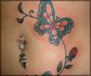 Butterfly And Rose Vine Tattoos Designs Ideas
