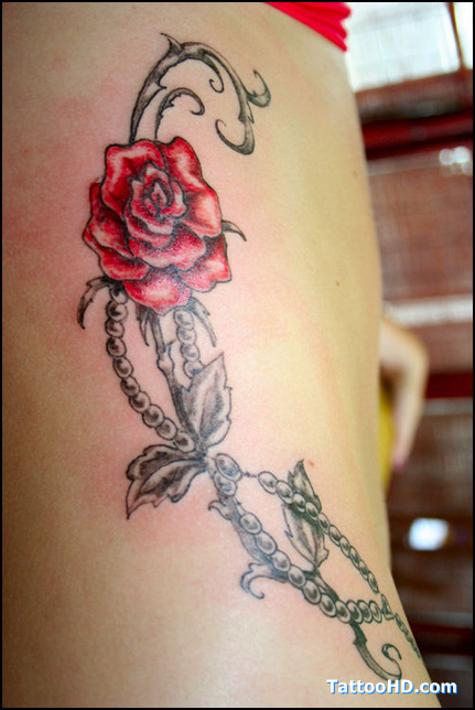 Rose Vines Tattoo Drawings for Girls