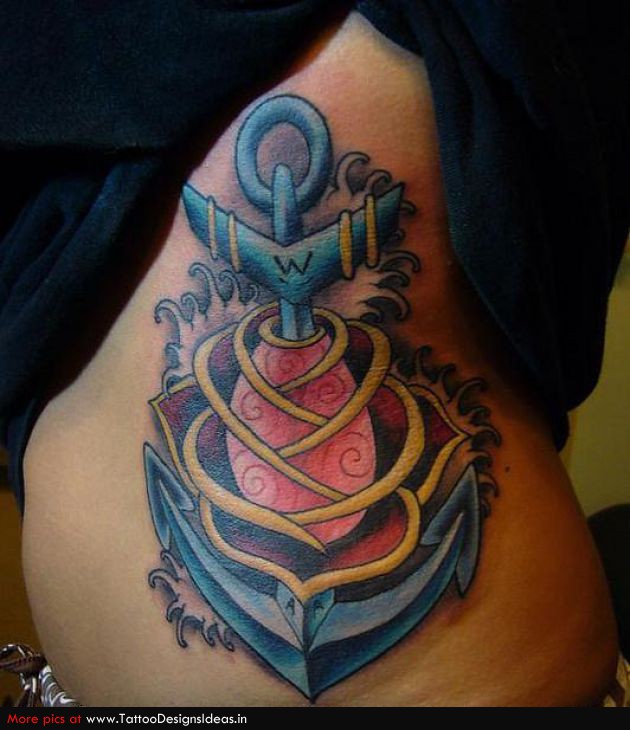 Tatto Design Of Anchor Tattoos Rose Design