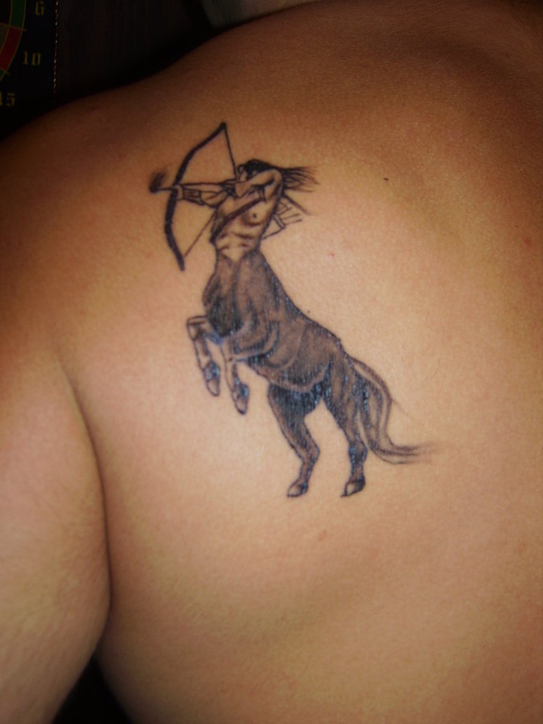 Sagittarius Symbol Tattoo on Shoulder