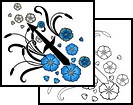 Sagittarius Symbol with Flower Tattoo Sketch for Girl