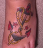 Sailor Jerry Anchor Tattoo On Foot