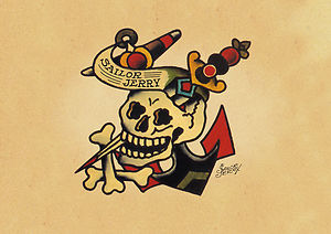 Sailor Jerry Skull Crossbones Anchor Tattoo