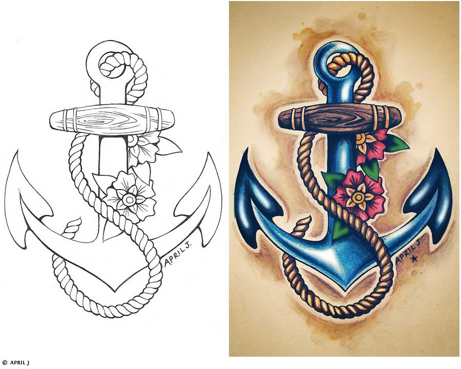 Traditional Old School Tattoos - Sailor Anchor Design