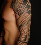 Awesome Upper arm Full Samoan Sleeve Tattoo Design