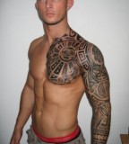 excellent samoan sleeve tatto and a half shoulder