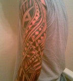 Red Cool Samoan Sleeve Tattoo idea