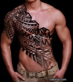 Awesome Samoan Tribal Tattoo Design from upper arm to waist