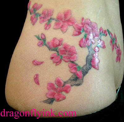 Flowers and Leaves Hip Tattoo for Women by Sasha Merritt