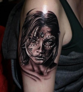 santa muerte tattoo on arm