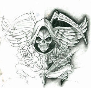 Santa Muerte Emblem Tattoo Design