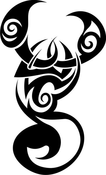 Black and White Tribal Scorpion Theme Sample Tattoo