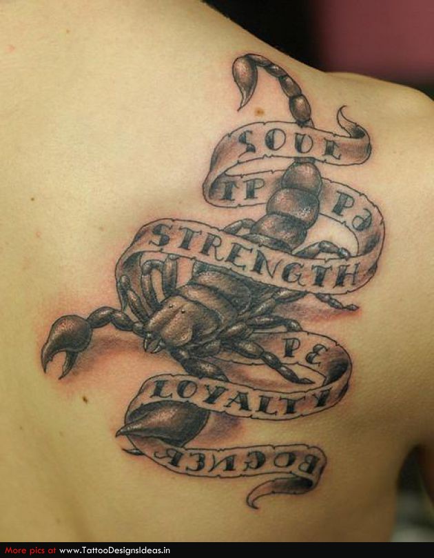 Cool Art Scorpion Tattoo with Quotes Design