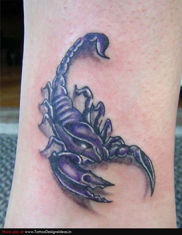 Purple Shade 3D Scorpion Tattoo