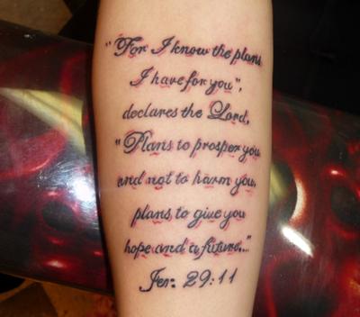 Full Scripture Tattoo on Hand for Girls