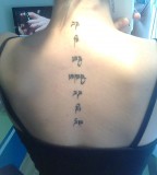 Tibetan Scripture Tattoo on Backbone for Girls